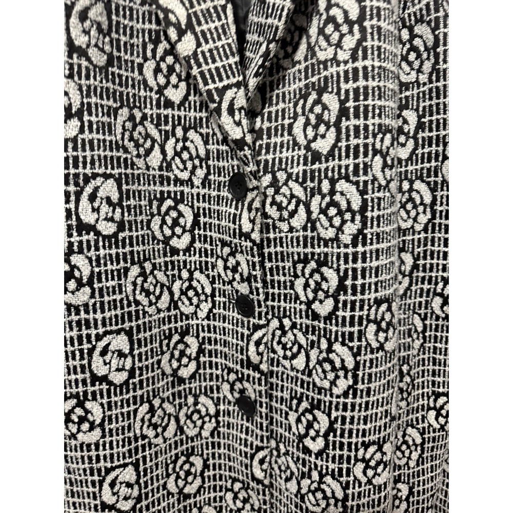 Soft Surroundings 2X NWT Black White Floral Jacquard Belted Long Coat - Picture 6 of 12